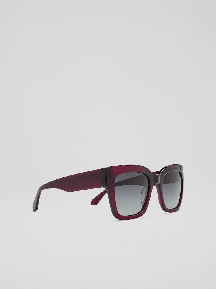 LK Bennett Elsa Maroon Acetate Square Sunglass Frame - Image 2 of 2