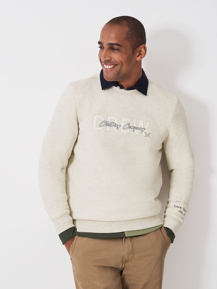 Crew Clothing Company Natural Applique Graphic Crew Neck Sweatshirt - Image 1 of 5