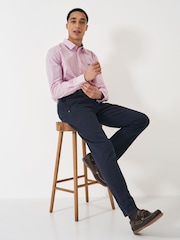 Crew Clothing Company Pink Classic Micro Gingham 100% Cotton Shirt - Image 4 of 5