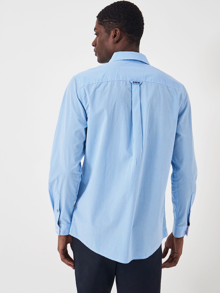 Crew Clothing Company Blue Classic Micro Gingham 100% Cotton Shirt - Image 2 of 6