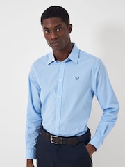 Crew Clothing Company Blue Classic Micro Gingham 100% Cotton Shirt - Image 4 of 6