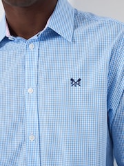 Crew Clothing Company Blue Classic Micro Gingham 100% Cotton Shirt - Image 5 of 6