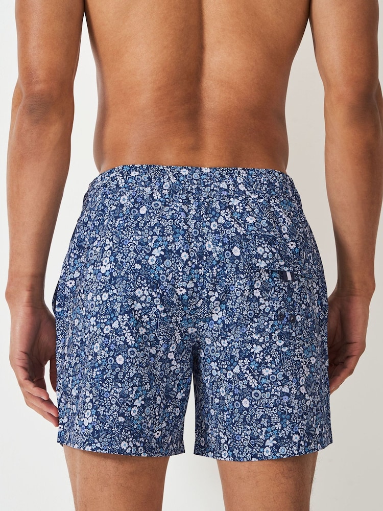 Crew Clothing Company Blue Floral Printed Swim Shorts - Image 2 of 5