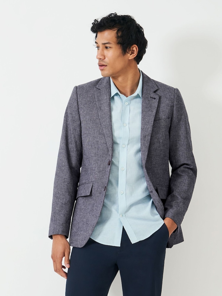 Crew Clothing Company Blue Fortescue Linen Blazer - Image 1 of 5