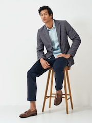 Crew Clothing Company Blue Fortescue Linen Blazer - Image 3 of 5