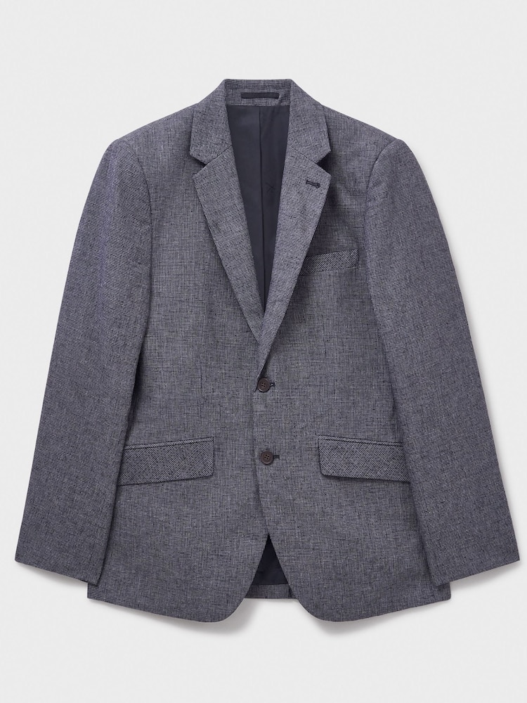 Crew Clothing Company Blue Fortescue Linen Blazer - Image 5 of 5