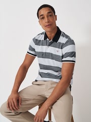 Crew Clothing Grey Oxford Stripe 100% Cotton Polo Shirt - Image 1 of 5