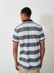 Crew Clothing Grey Oxford Stripe 100% Cotton Polo Shirt - Image 2 of 5