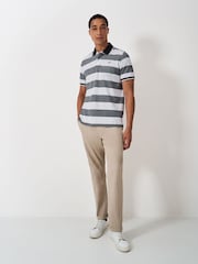 Crew Clothing Grey Oxford Stripe 100% Cotton Polo Shirt - Image 3 of 5