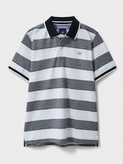 Crew Clothing Grey Oxford Stripe 100% Cotton Polo Shirt - Image 5 of 5