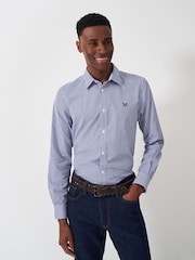 Crew Clothing Company Dark Blue Classic Micro Gingham 100% Cotton Shirt - Image 1 of 5