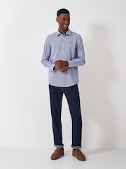 Crew Clothing Company Dark Blue Classic Micro Gingham 100% Cotton Shirt - Image 3 of 5