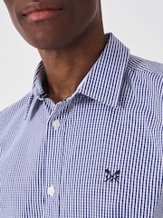 Crew Clothing Company Dark Blue Classic Micro Gingham 100% Cotton Shirt - Image 4 of 5