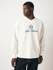 Ecru EDIT Graphic V-Neck 100% Cotton Sweatshirt - Image 1 of 9