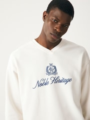 Ecru EDIT Graphic V-Neck 100% Cotton Sweatshirt - Image 4 of 9