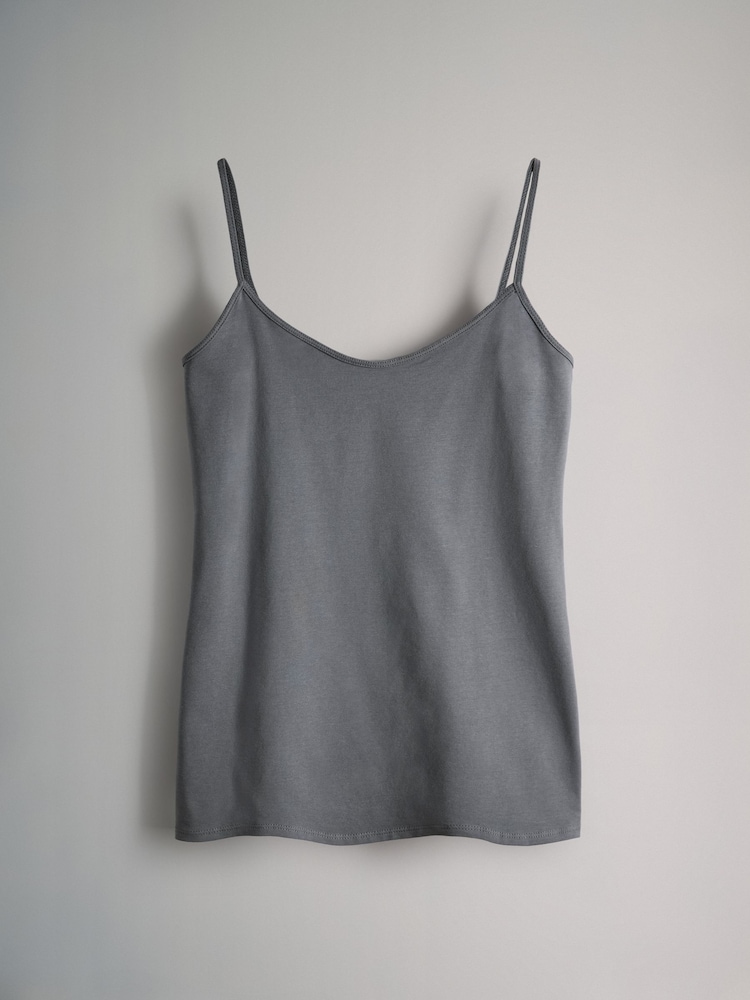 The Set Blue/Grey 7 Pack Thin Strap Vest Tops - Image 5 of 10