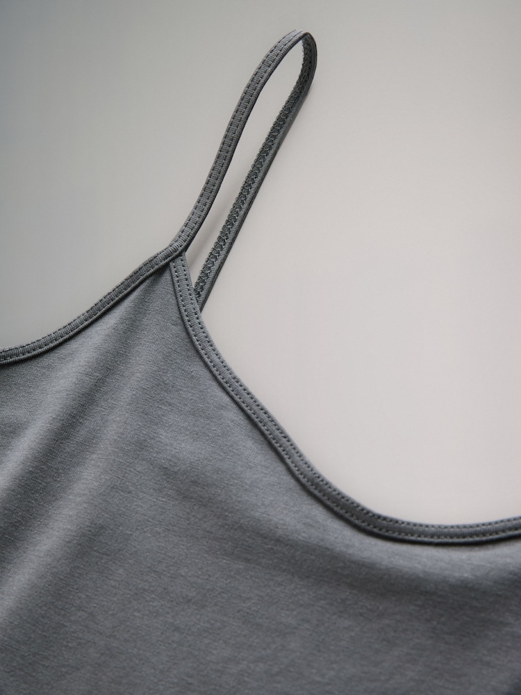 The Set Blue/Grey 7 Pack Thin Strap Vest Tops - Image 9 of 10