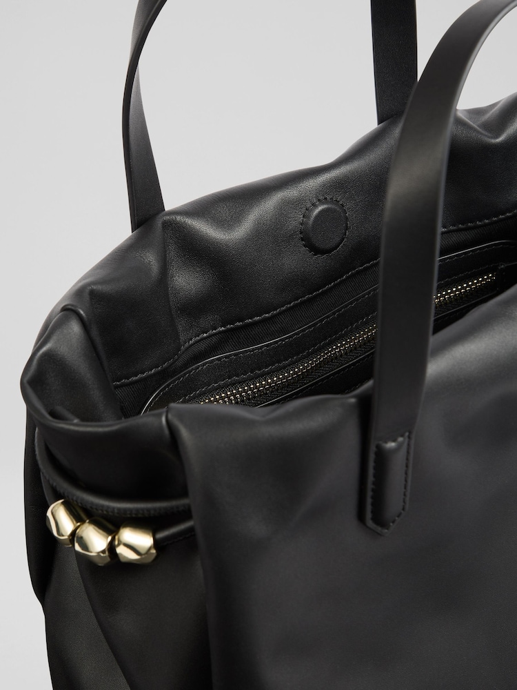 LK Bennett Black Selina Leather Bead Tote - Image 5 of 5
