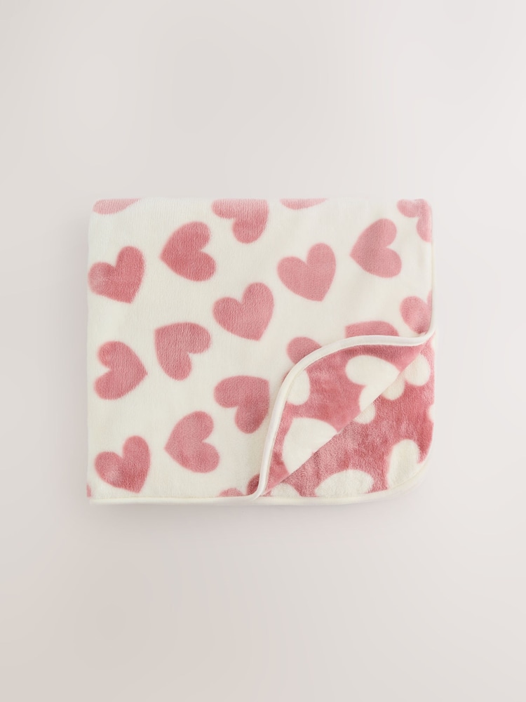 Pink Hearts Fleece Baby Blanket - Image 1 of 5