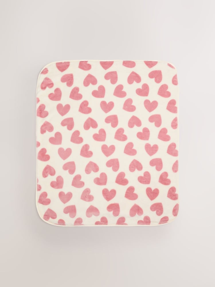 Pink Hearts Fleece Baby Blanket - Image 2 of 5