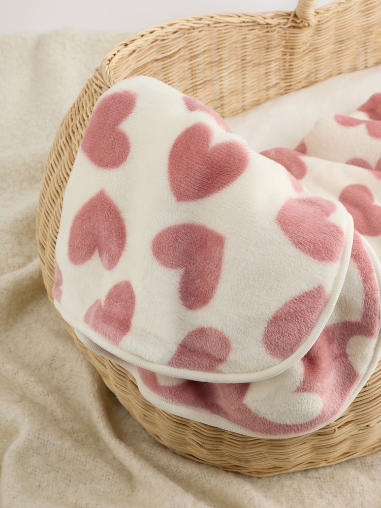 Pink Hearts Fleece Baby Blanket - Image 5 of 5