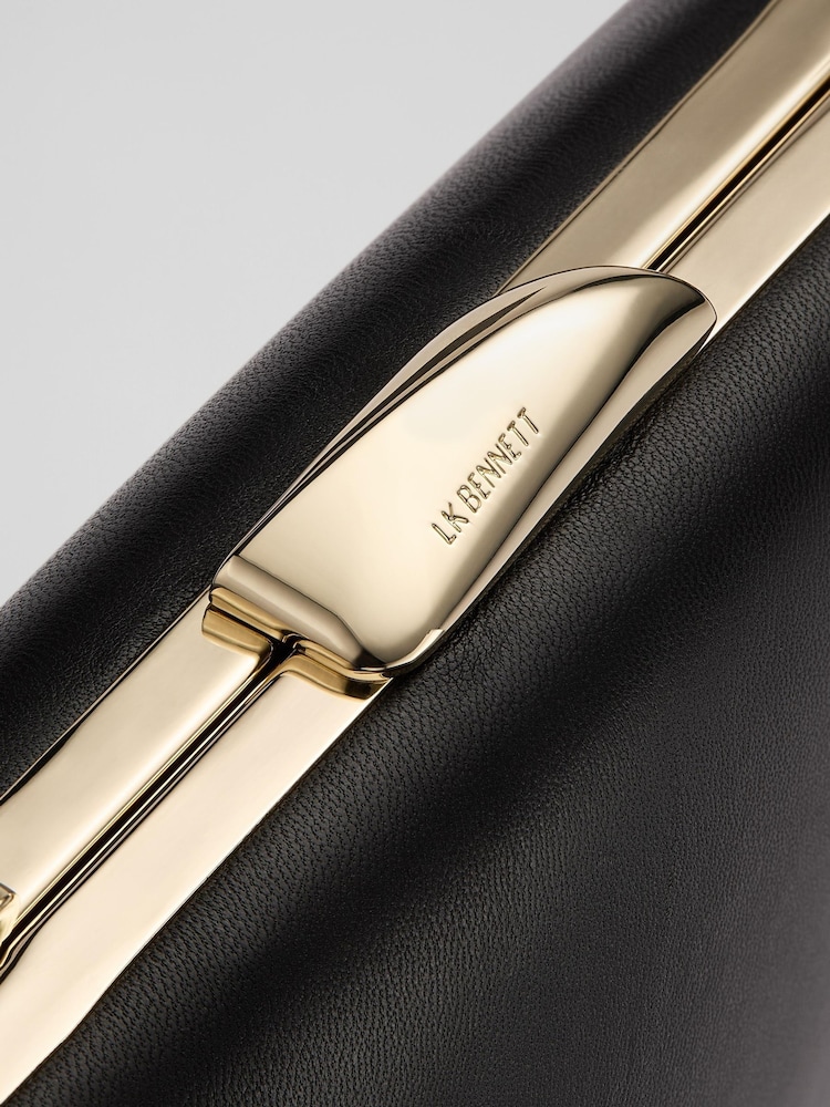 LK Bennett Black Charlotte Nappa Leather Oloid Box Clutch Bag - Image 5 of 5