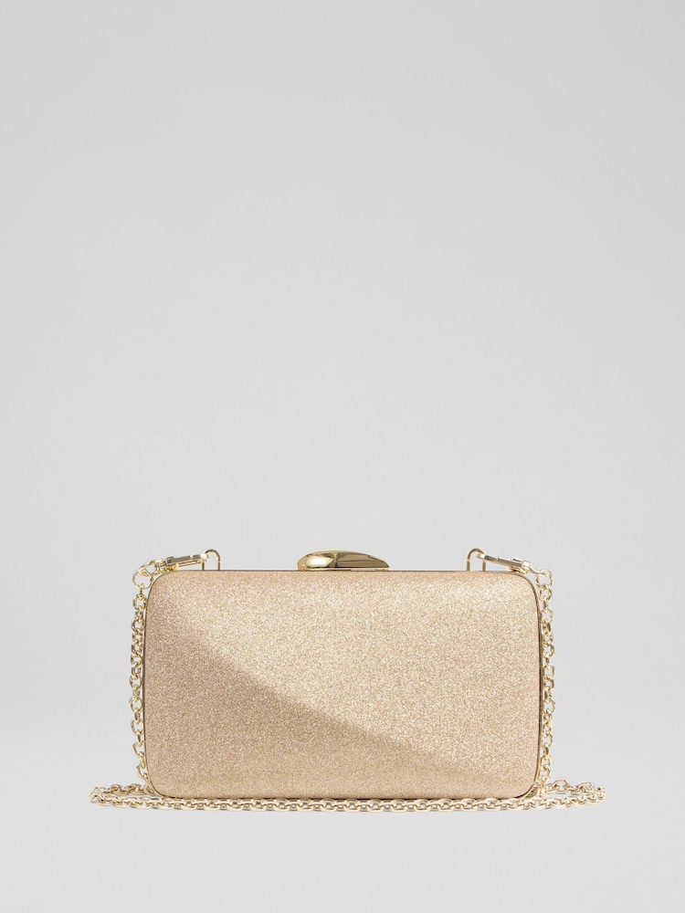 LK Bennett Metallic Charlotte Glitter Old Box Clutch Bag - Image 2 of 3
