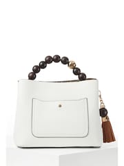 Luella Grey Demi Beaded Handle Cross-Body Tote White Bag - Image 1 of 8