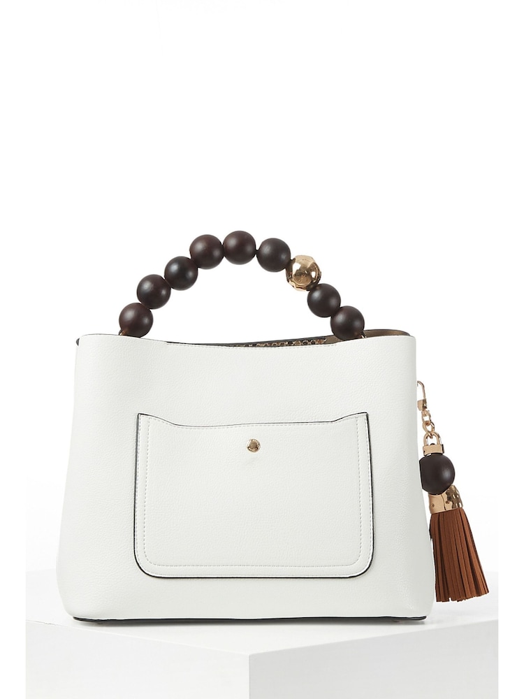 Luella Grey Demi Beaded Handle Cross-Body Tote White Bag - Image 1 of 8