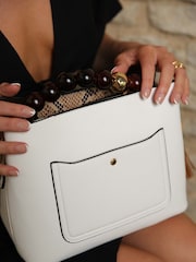 Luella Grey Demi Beaded Handle Cross-Body Tote White Bag - Image 8 of 8
