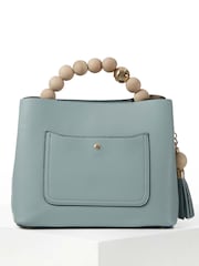 Luella Grey Demi Beaded Handle Cross-Body Tote White Bag - Image 1 of 9