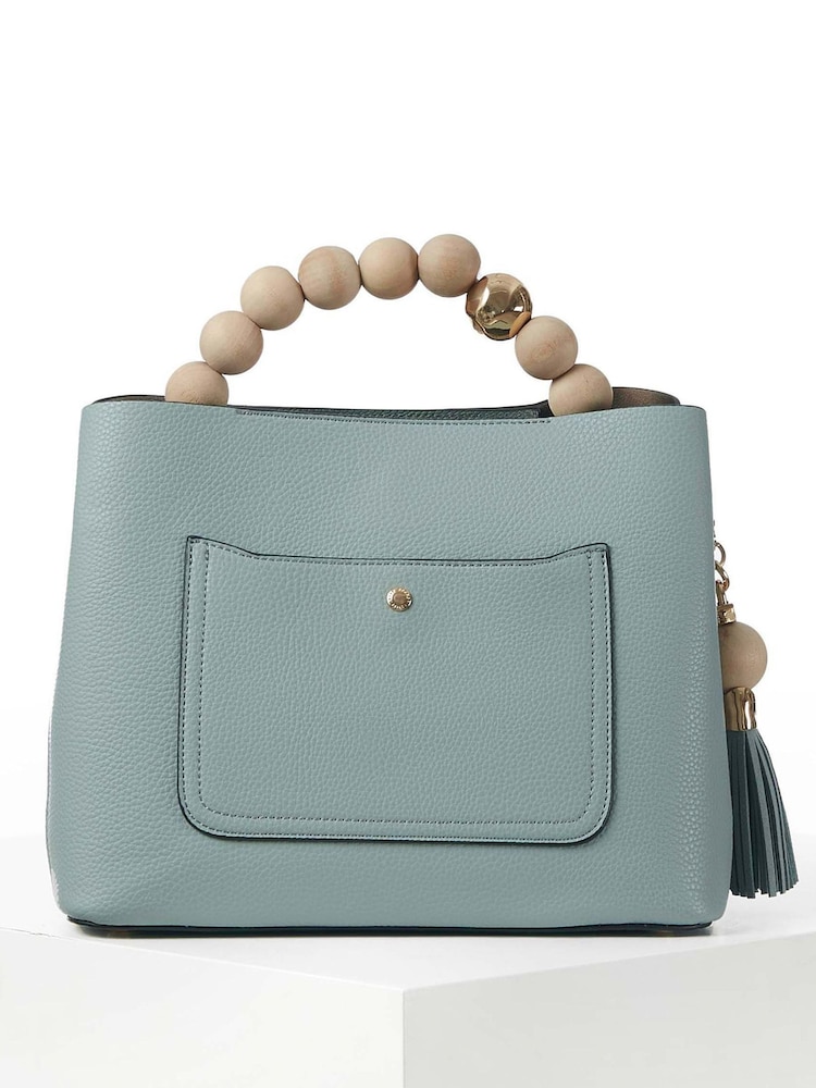 Luella Grey Demi Beaded Handle Cross-Body Tote White Bag - Image 1 of 9