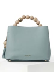 Luella Grey Demi Beaded Handle Cross-Body Tote White Bag - Image 2 of 9