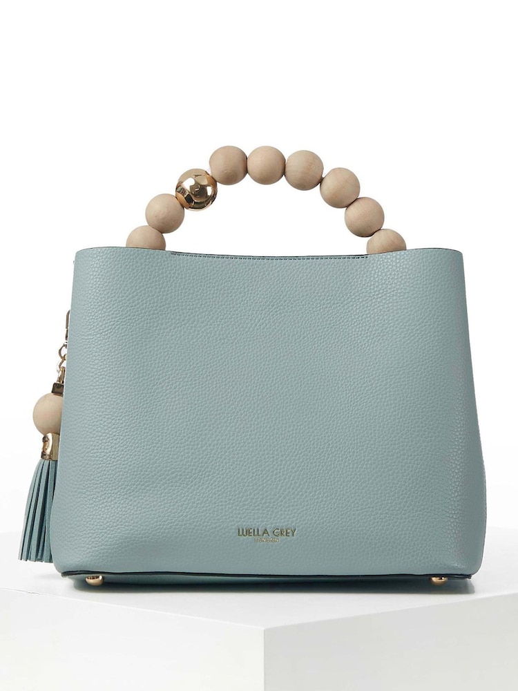 Azul - Luella Grey Demi Beaded Handle Cross-Body Tote White Bag - Imagen 2 de 9 Azul - Luella Grey Demi Beaded Handle Cross-Body Tote White Bag - Imagen 2 de 9