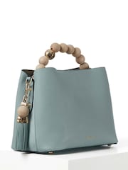 Luella Grey Demi Beaded Handle Cross-Body Tote White Bag - Image 3 of 9