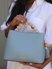 Luella Grey Demi Beaded Handle Cross-Body Tote White Bag - Image 7 of 9