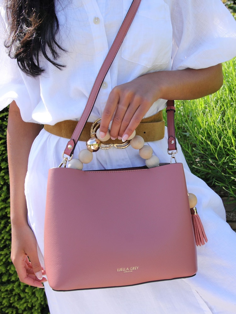 Luella Grey Demi Beaded Handle Cross-Body Tote White Bag - Image 1 of 9