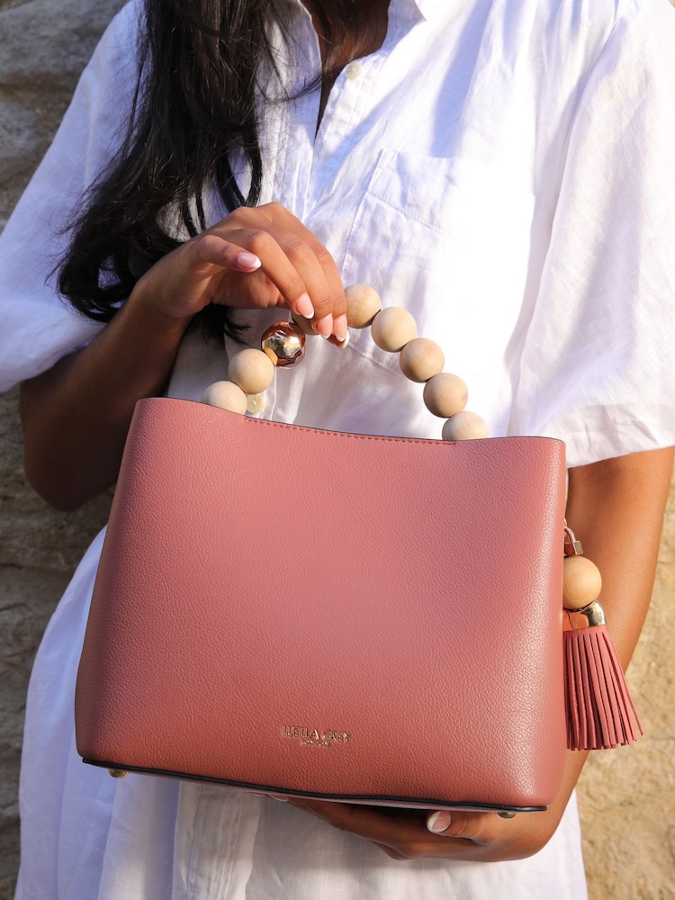 Rosa - Luella Grey Demi Beaded Handle Cross-Body Tote White Bag - Imagen 2 de 9 Rosa - Luella Grey Demi Beaded Handle Cross-Body Tote White Bag - Imagen 2 de 9