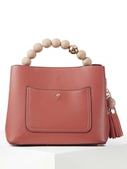 Luella Grey Demi Beaded Handle Cross-Body Tote White Bag - Image 5 of 9