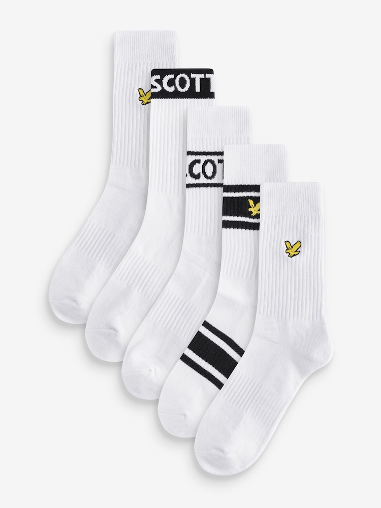 Lyle & Scott White Montrose Sports Socks 5 Pack - Image 1 of 6