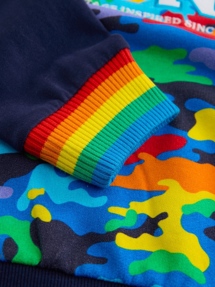 Little Bird by Jools Oliver Navy Rainbow Iconic Camo Sweatshirt - Image 11 of 11