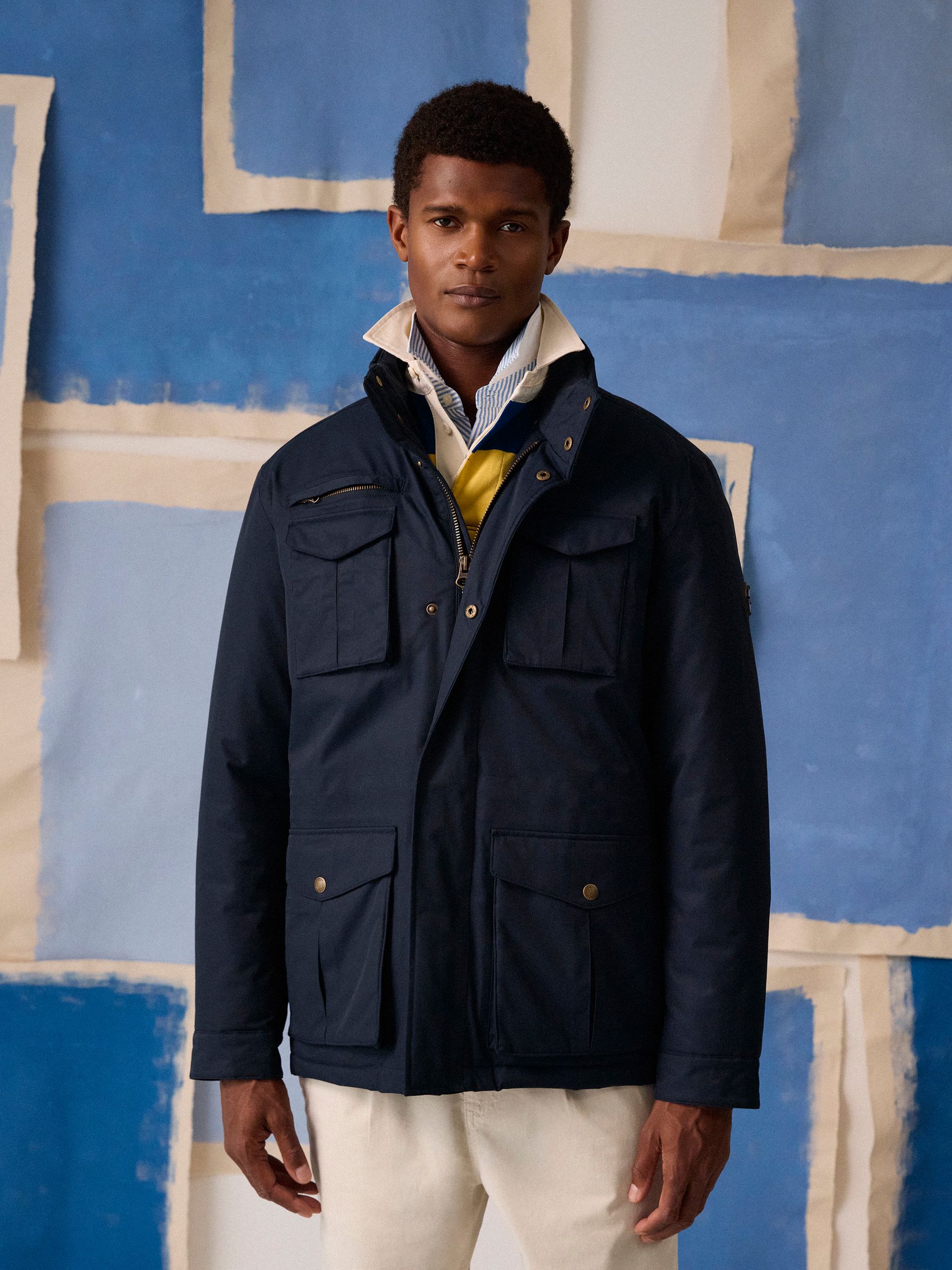 Buy Joules Beckett Navy Waterproof Field Coat With Packable Hood