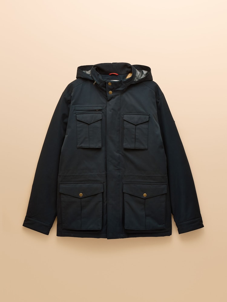 Joules Beckett Navy Waterproof Field Coat With Packable Hood - Image 13 of 13