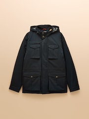 Joules Beckett Navy Waterproof Field Coat With Packable Hood - Image 15 of 15
