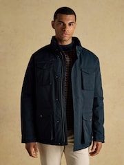 Joules Beckett Navy Waterproof Field Coat With Packable Hood - Image 4 of 13