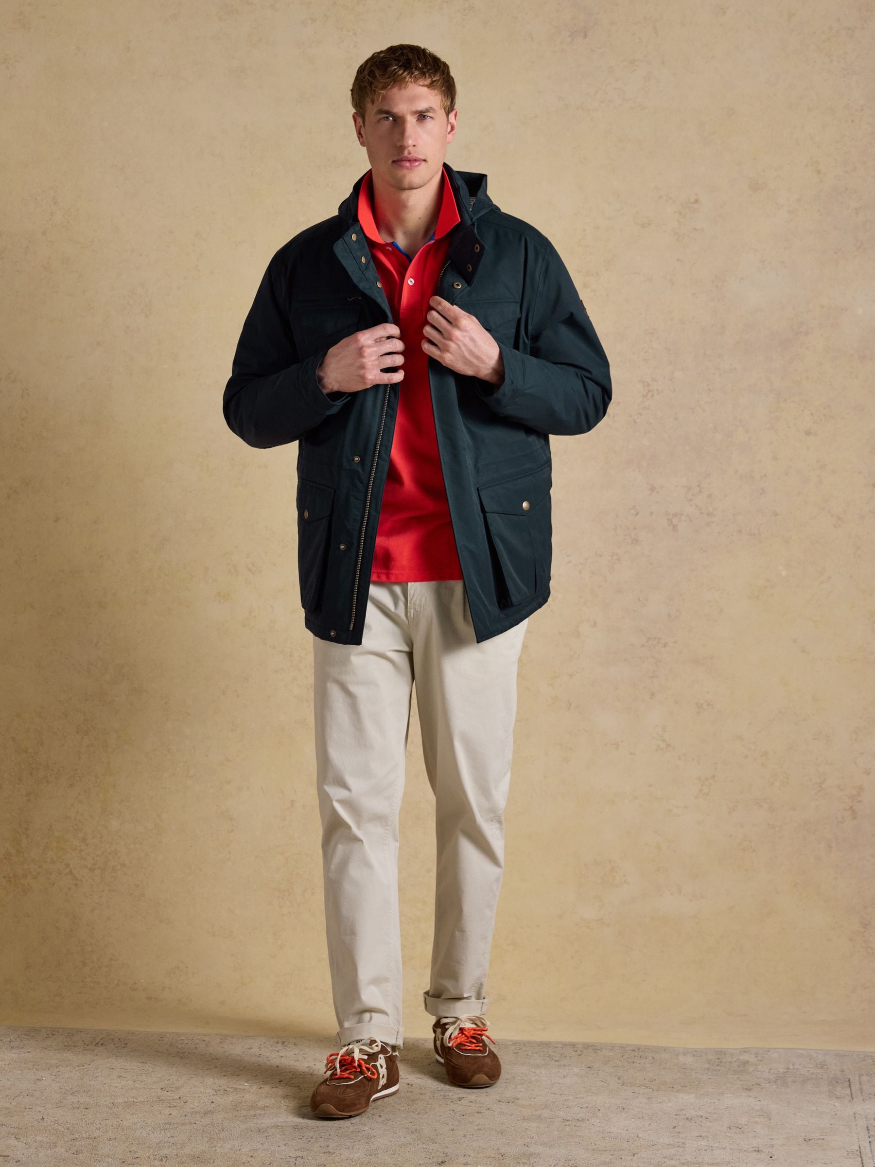 Buy Joules Beckett Navy Waterproof Field Coat With Packable Hood