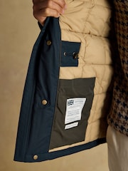Joules Beckett Navy Waterproof Field Coat With Packable Hood - Image 7 of 13