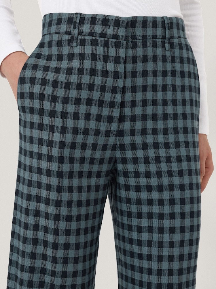 Jigsaw Blue Dale Linen Check Trousers - Image 2 of 7