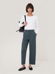 Jigsaw Blue Dale Linen Check Trousers - Image 3 of 7