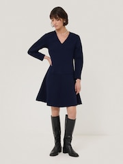 Jigsaw Blue Darted Sleeve Short Dress - Image 1 of 5